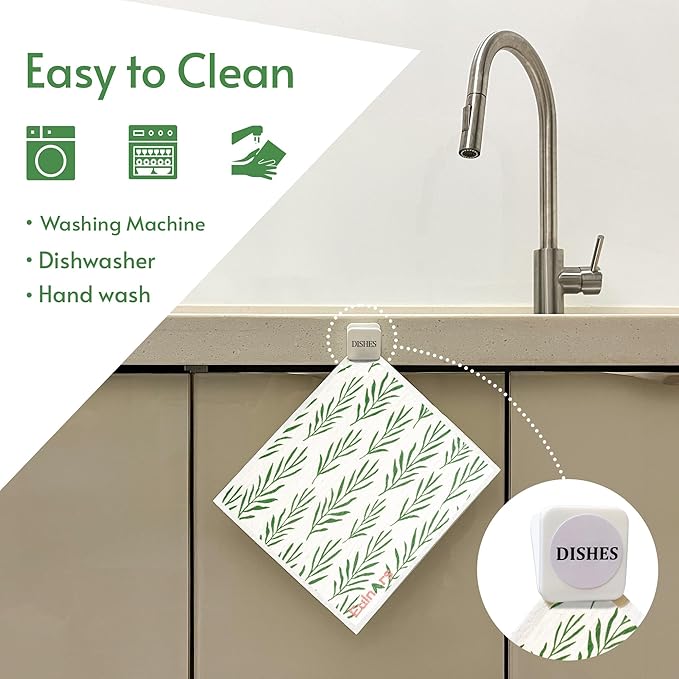 Swedish Dishcloths for Kitchen, 8 Pack Green Reusable Paper Towels - Image 2