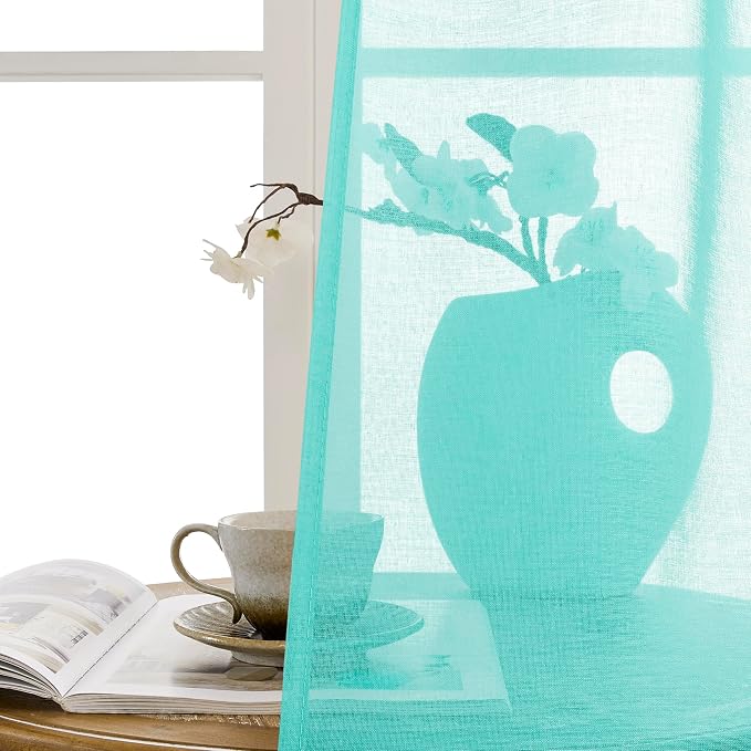 Tollpiz Sheer Door Curtains Closet Linen Textured Curtain Sheers Doorway Light - Image 9