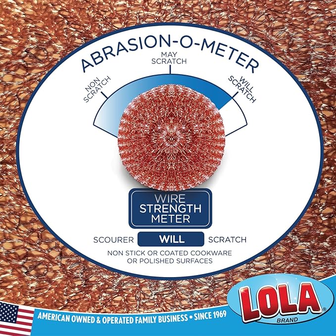 Copper Mesh Scouring Pad by LOLA, 2 Pack, 45 Grams, Copper Coated Knitted Wire - Image 3