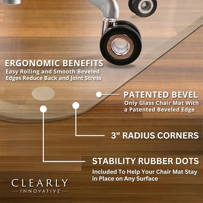 Glass Chair Mat with Exclusive Beveled Edge by Clearly Innovative 1/4” Thick - Image 3