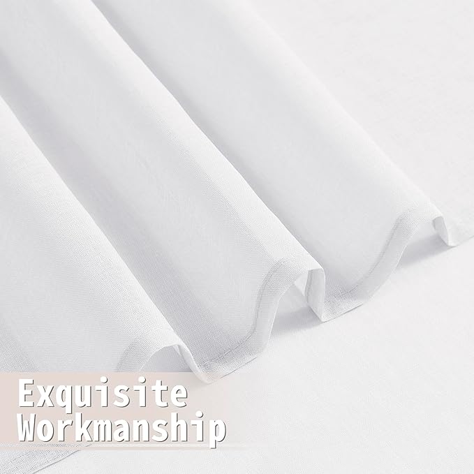 Tollpiz Sheer Door Curtains Closet Linen Textured Curtain Sheers Doorway Light - Image 8