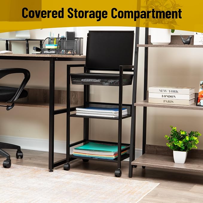 Mind Reader Cart with Covered Compartment, Office Organizer, 15.5" L x 11" W x - Image 6