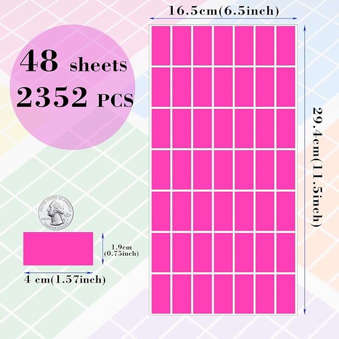 Rectangular Colored Label Stickers, 1.57 x 0.75 Inch Color Coding Label - Image 2