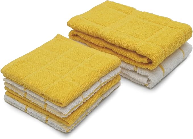 100% Cotton Terry Dish Cloth & Dish Towel, 6 Pack, Super Soft and Absorbent by Ecotribe