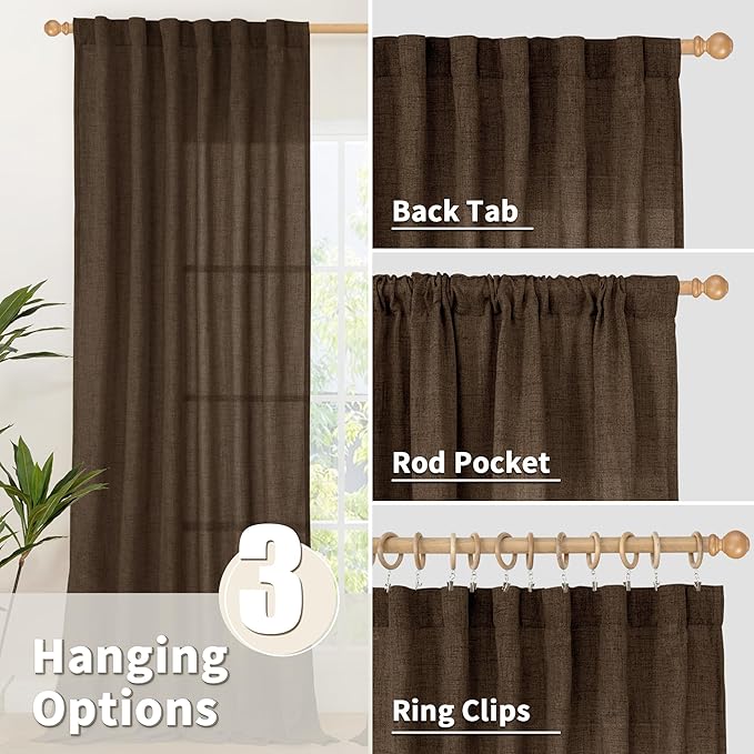YoungsTex Brown Linen Curtains 84 Inch Length - Image 6