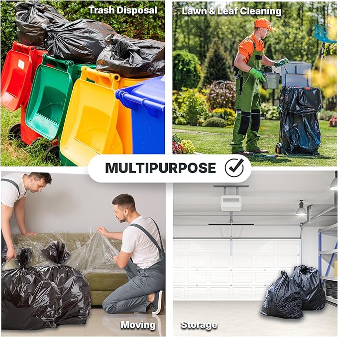 55-60 Gallon Trash Bags, 50 Micron Heavy Duty Pure LDPE Garbage Can Liners - Image 5