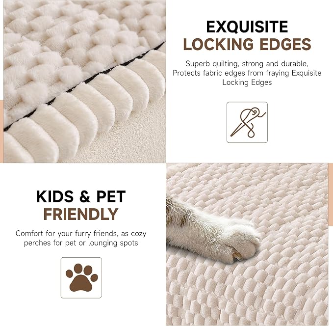 OTOB Couch Cover for Dogs Washable, Non Slip Plush Fuzzy Sofa Covers for 3 - Image 4