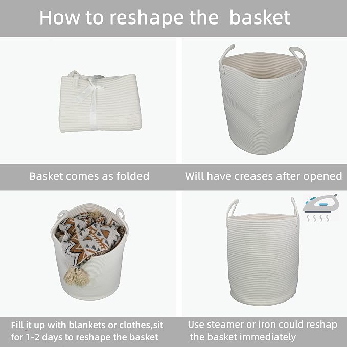 Cotton Rope Laundry Basket Hamper - Image 6
