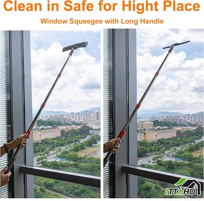 ITTAHO Squeegee for Window Cleaning, Extendable Window Cleaner for Car - Image 2