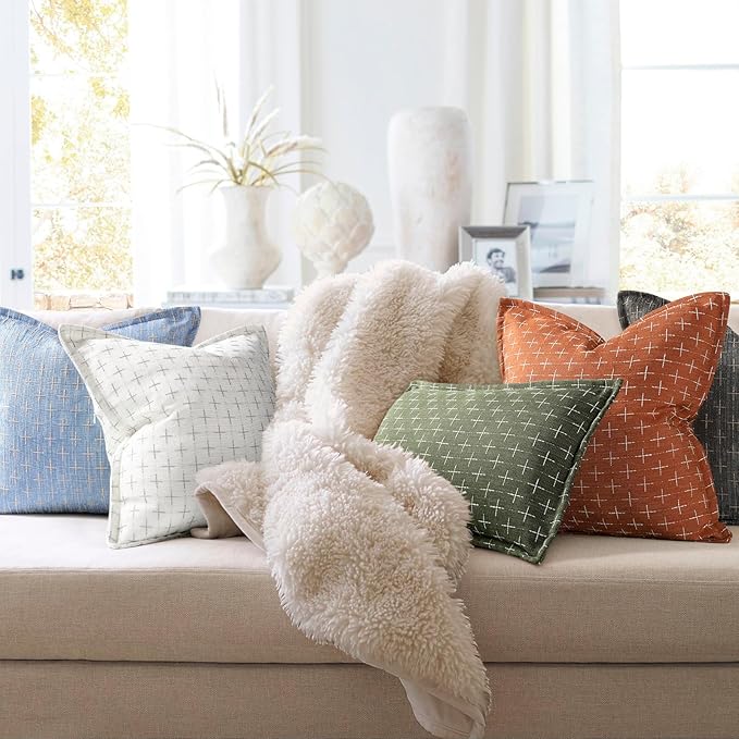 ZWJD Pillow Covers 16x16 Set of 2 Soft Polyester Textured Pillow Covers - Image 6