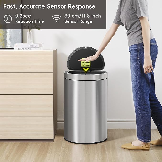 EKO Mirage Semi-Round Motion Sensor Trash Can, 47 Liter / 12.4 Gallon Automatic - Image 4