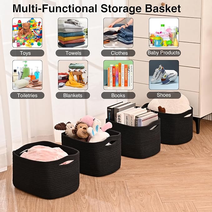 Black Storage Baskets for Shelves, Small Storage Baskets for Organizing - Image 4