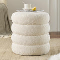 Round Ottoman with Storage Boucle Ottoman Stool with Storage Removable Lid by Krcix