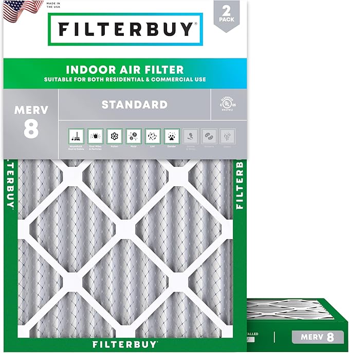 Filterbuy 17x22x2 Air Filter MERV 8 Dust Defense Replacement, Electrostatic by Filterbuy