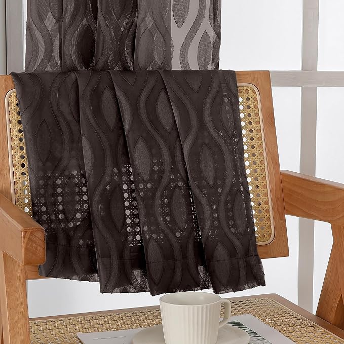 Aiyufeng Brown Sheer Curtains 72 Inches Long 2 Panels, Lightweight Clip - Image 9