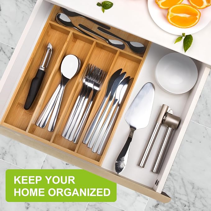 Bamboo Utensil Drawer Organizer, Kitchen Organizer - Image 4