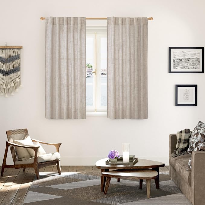 YoungsTex Short Natural Linen Curtains 54 Inch Length - Image 8