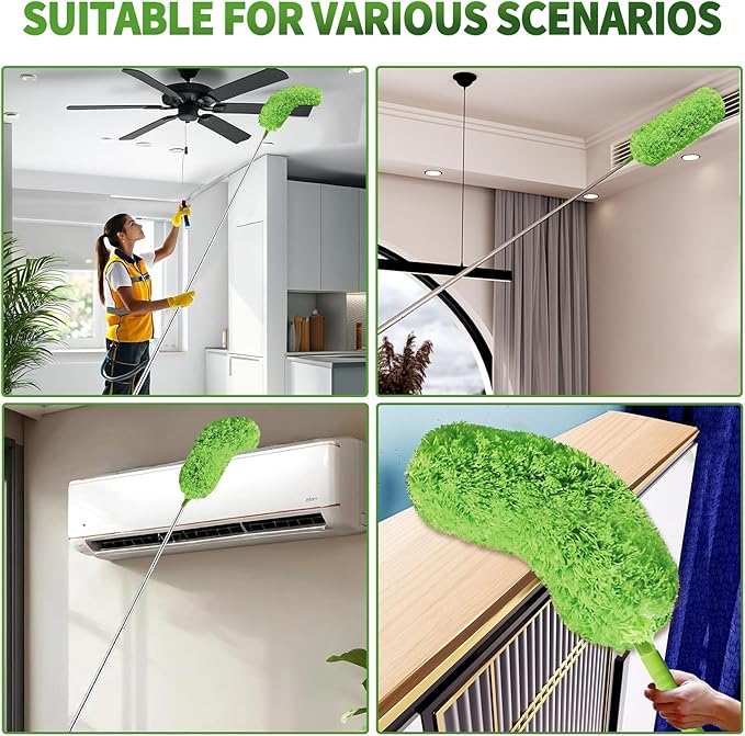 Cobweb Duster with Extension Pole, Washable Cleaning Duster Set with 2 Duster - Image 4
