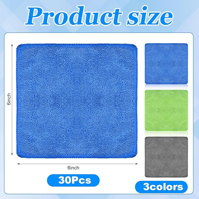 Tanlade Microfiber Cleaning Cloth 6"x6" Cleaning Rags Reasonable Kitchen Towels - Image 2