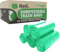 Reli. Compostable 33 Gallon Trash Bags | 80 Count Bulk | ASTM D6400 | Green | by Reli