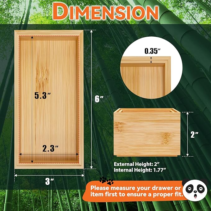 Bamboo Drawer Organizer, Small Silverware Organizer - Image 2