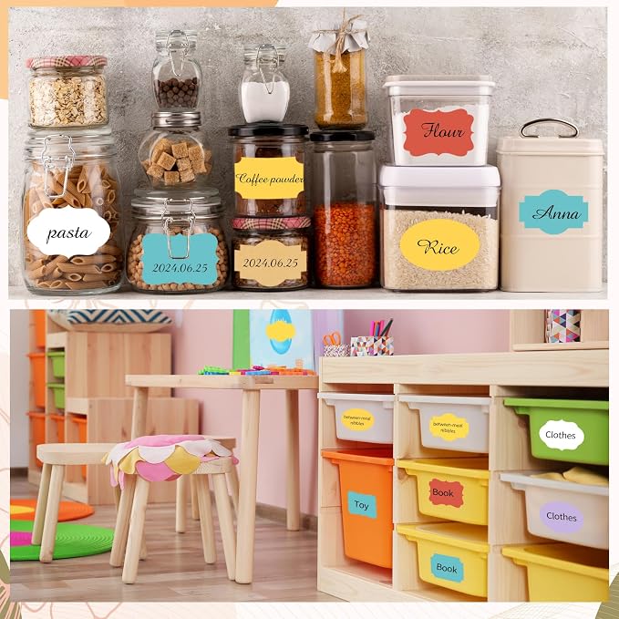 Blue Labels - 250 PCS 3" x 2" Fancy Shape Stickers - Image 3