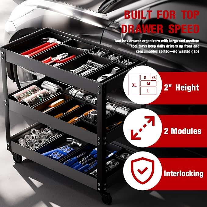 10 PCS Tool Box Drawer Organizers, Large & Medium Tool Trays - Image 5