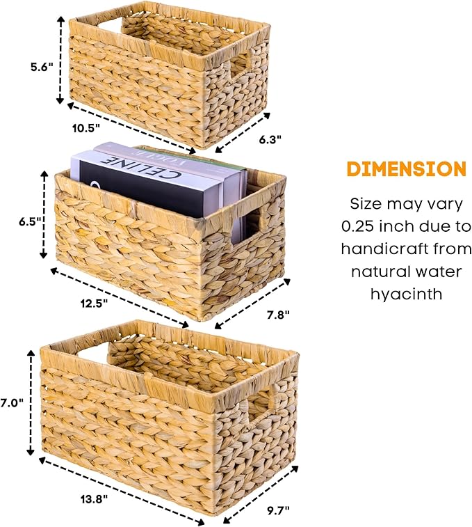 Set of 6 Wicker Storage Basket, Water Hyacinth Storage Baskets, Wicker Storage - Image 2