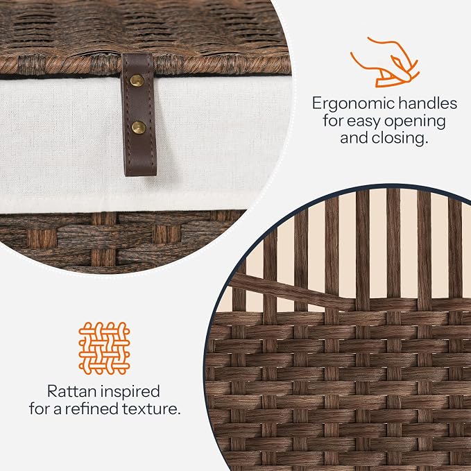 HOOBRO Storage Basket with Lid, 42.3 Gallon Wicker Basket, Handwoven Blanket - Image 7