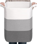 CLHMILY&Z 75L Laundry Basket Rectangular Grey Rope by ClhmilyZ