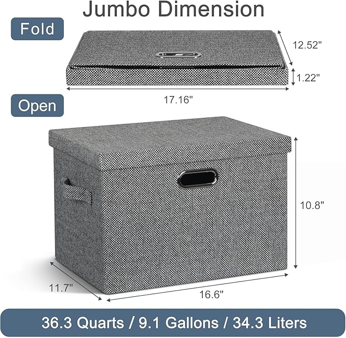 Large 17" 36 Quart Collapsible Stackable Storage Bins - Image 2