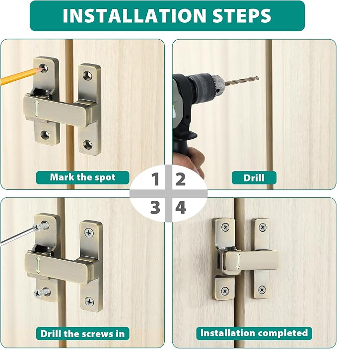 90/180 Degree Flip Latch Gate Latch, Heavy Duty Black Safety Door Lock Enhanced - Image 7