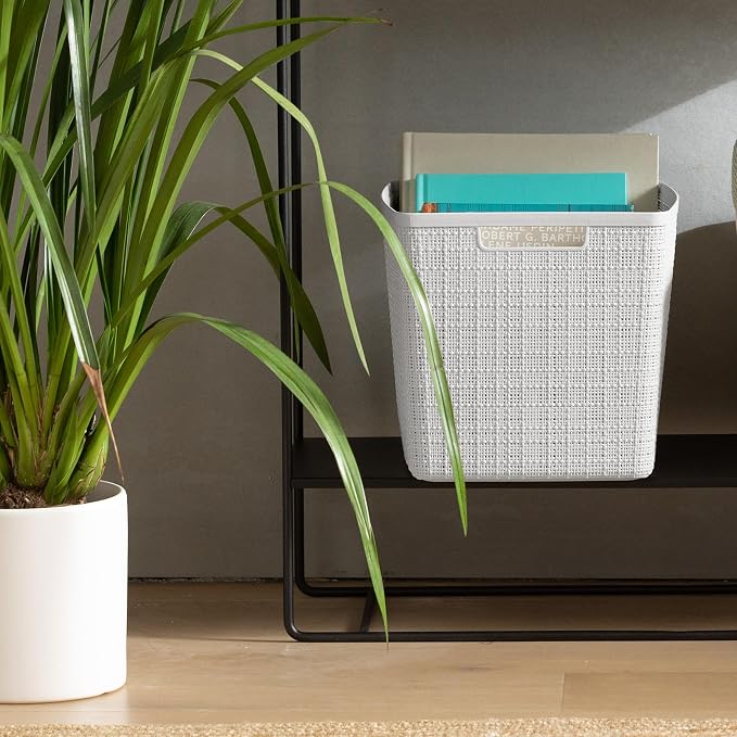 Curver Jute Decorative Plastic Organization and Storage Basket Perfect Bins - Image 9