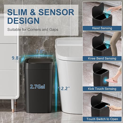 2 Pack 2.7 Gal Bathroom Trash Can - Image 2