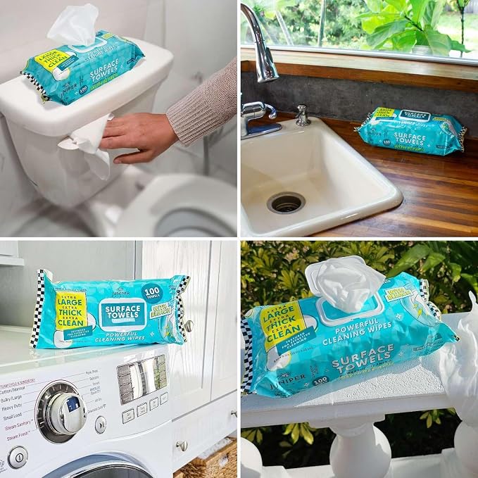 3 Packs Surface Wipes with Bleach, Thick & Large Dispose, All-Purpose Cleaner - Image 4