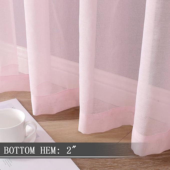 Tollpiz Short Sheer Curtain Linen Textured Living Room Curtains Sheer Light - Image 4