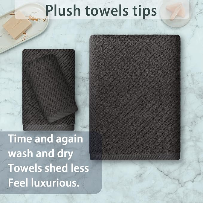 3 Piece Towel Sets for Bathroom, 1 Large Bath 30" x 56", 1 Hand 18" x 28" - Image 4