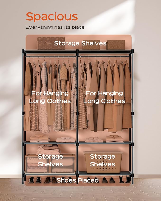 Clothes Rack, Portable Closet, 54.3 Inch Large Capacity Wardrobe Closet - Image 4