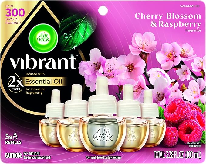 AIR WICK Scented Oil Vibrant Refill Cherry Blossom & Raspberry 5 ct. by AirWick