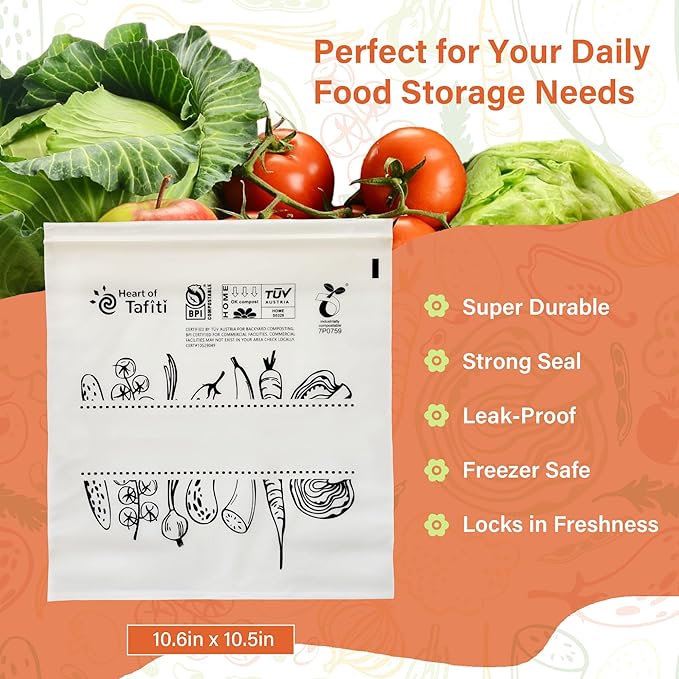 Compostable Food Storage Bags 110 Count, Extra Thick and Reusable, Eco-Friendly - Image 7