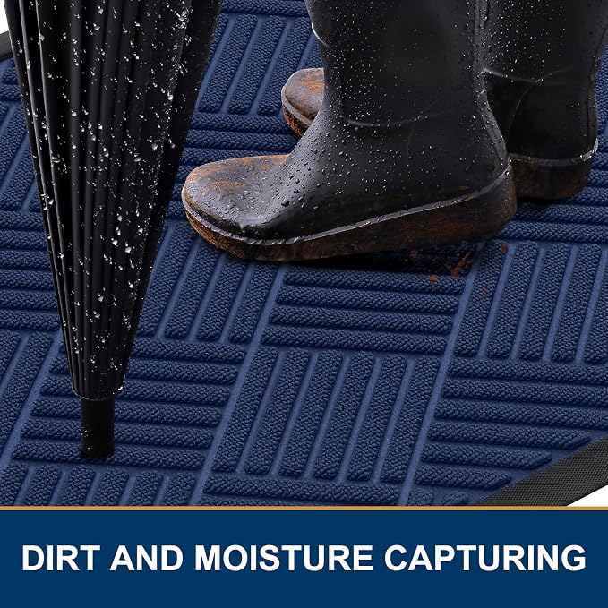 Smiry Front Door Mat Outside Entrance, Heavy Duty Outdoor Indoor Natural Rubber - Image 3