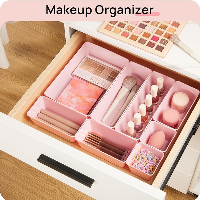 Vtopmart 25 PCS Plastic Drawer Organizers Set, 4-Size Versatile Bathroom and - Image 3