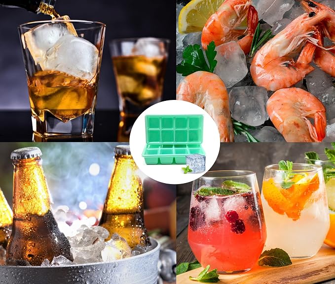 Large Ice Cube Trays, JRISBO 2 Pack Reusable Silicone Ice Cube Molds - Image 5
