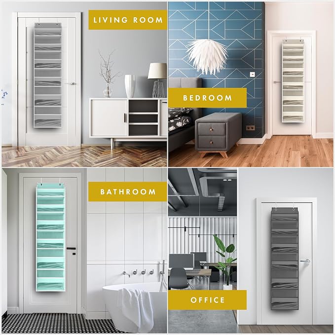 HOMELUX THEORY 2PC Heavy Duty Over the Door Organizer 55x14x6.7, 6 Large Front - Image 7
