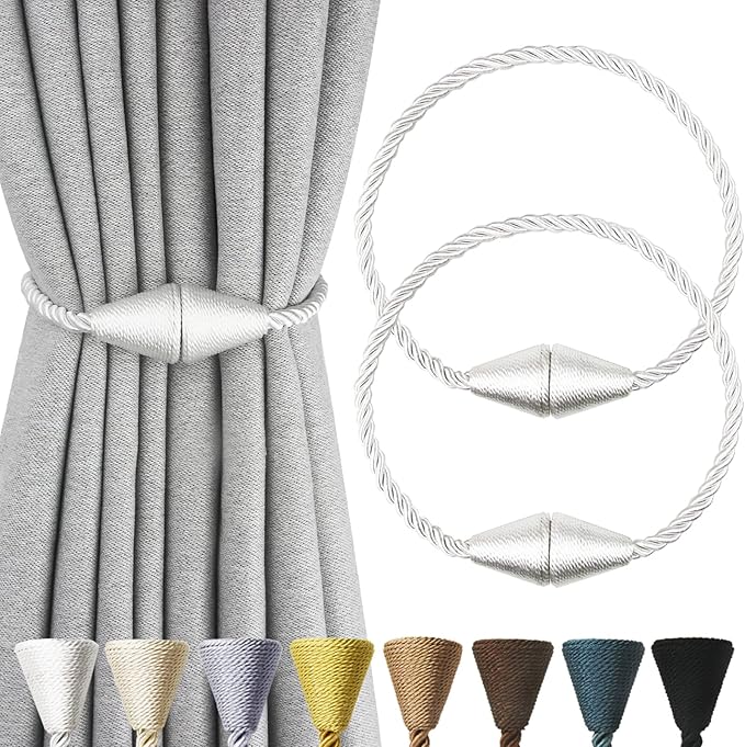 2 Pack Magnetic Curtain Tiebacks Rope Modern Handmade Curtain Tie Backs by CurtianTiebacks