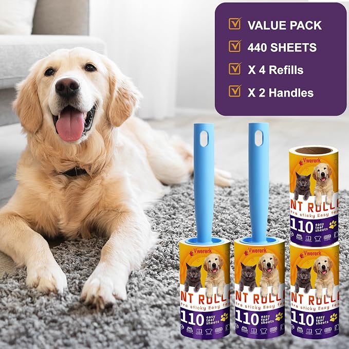 Lint Rollers for Pet Hair Extra Sticky, 440 Sheets/4 Lint Roller Refills - Image 2