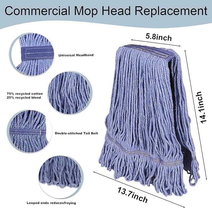 JERIA 4 Pack Heavy Duty Mop Head Replacements, String Mop Head - Image 5