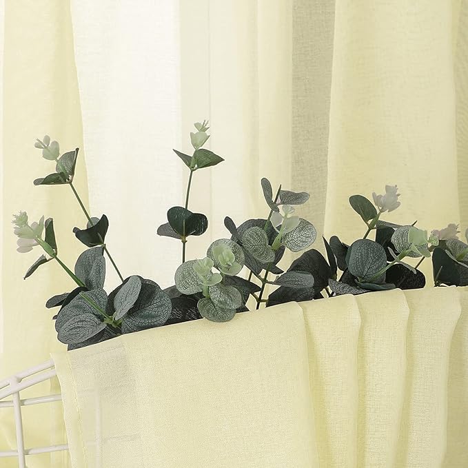 Tollpiz Sheer Curtain Linen Textured Bedroom Curtains Sheer Light Filtering Rod - Image 6