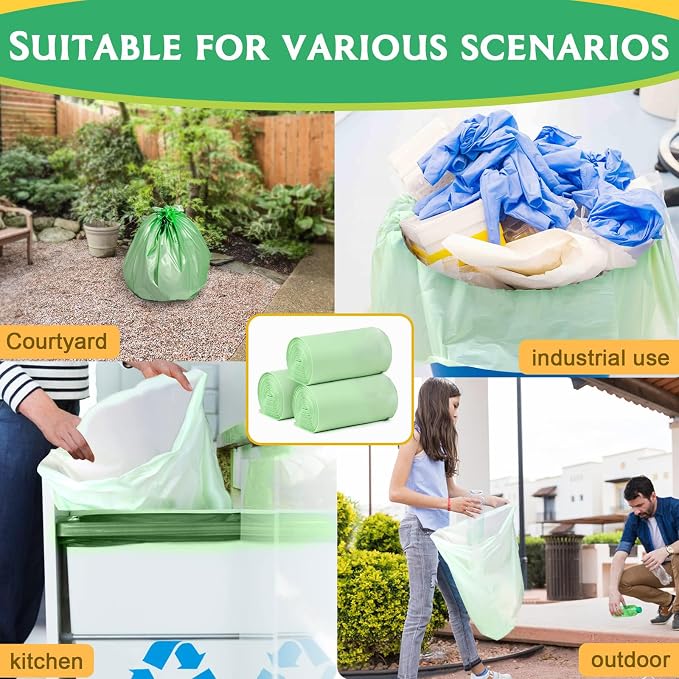 Biodegradable Compost Recycling Trash Bags, Compostable 13 Gallon Plastic Trash - Image 5