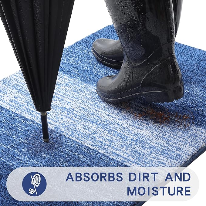 Kitinjoy Indoor Outdoor Door Mat, 48x32 Non-Slip Absorbent Dirt Trapper - Image 2